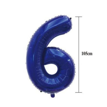 Globo Foil de Número 6 de 105 Centímetros de color Azul Oscuro