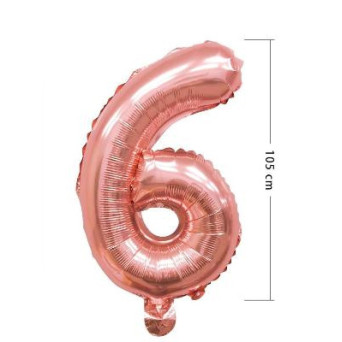 Globo Foil de Número 6 de 105 Centímetros de color Oro Rosa