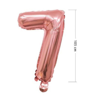 Globo Foil de Número 7 de 105 Centímetros de color Oro Rosa