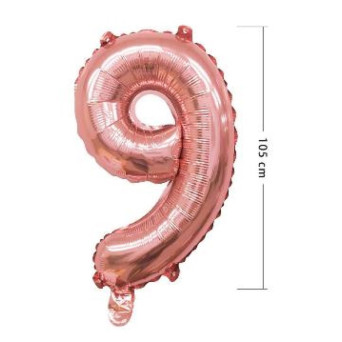 Globo Foil de Número 9 de 105 Centímetros de color Oro Rosa