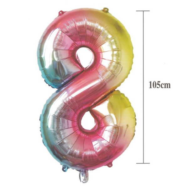 Globo Foil de Número 8 de 105 Centímetros Multicolor
