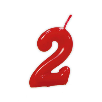 Vela de Cumpleaños Número 2 de 5,5 Centímetros de color Rojo