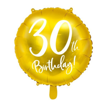 Globo Foil de 30th Birthday de 45 Centímetros de color Oro