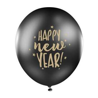 Globo de Happy New Year 6 Unidades de 30 Centímetros de color Negro Pastel