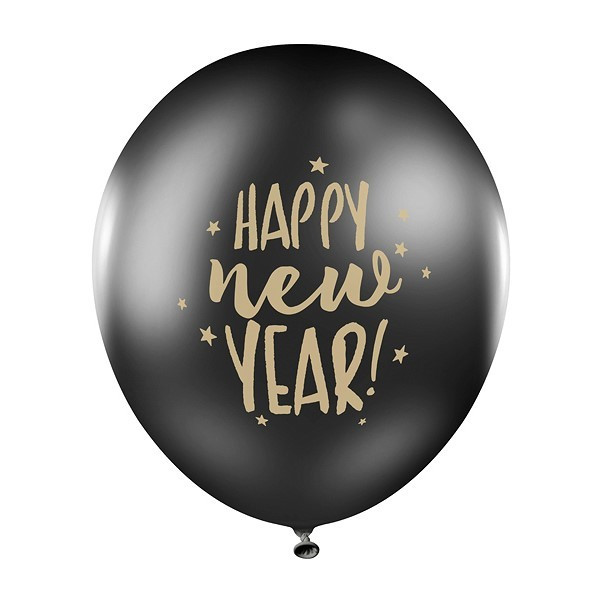 Globo de Happy New Year 50 Unidades de 30 Centímetros de color Negro Pastel