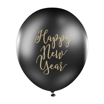 Globo de Happy New Year 6 Unidades de 30 Centímetros de color Negro Pastel