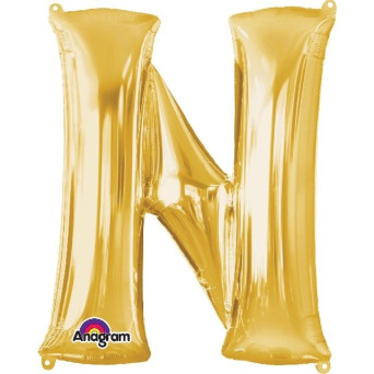 Globo Foil de Letra N de 40 Centímetros de color Oro
