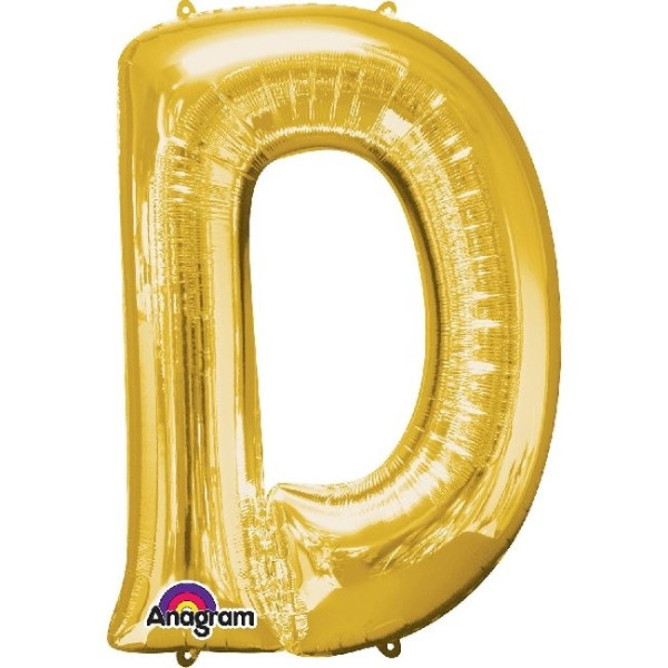 Globo Foil de Letra D de 40 Centímetros de color Oro