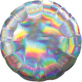 Globo Foil de Circulo Iridiscente de 45 Centímetros de color Plata