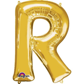 Globo Foil de Letra R de 40 Centímetros de color Oro