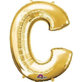 Globo Foil de Letra C de 40 Centímetros de color Oro