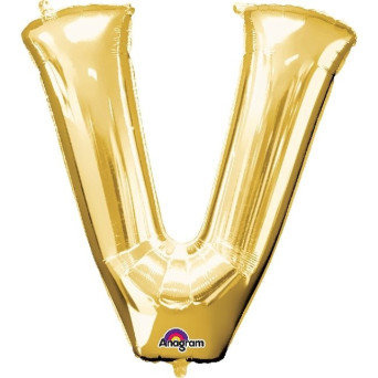 Globo Foil de Letra V de 40 Centímetros de color Oro