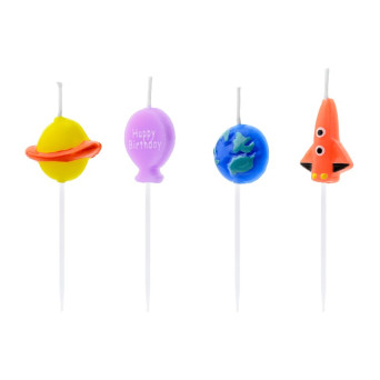 Vela de Happy Birthday Espacio 4 Unidades de 3 Centímetros