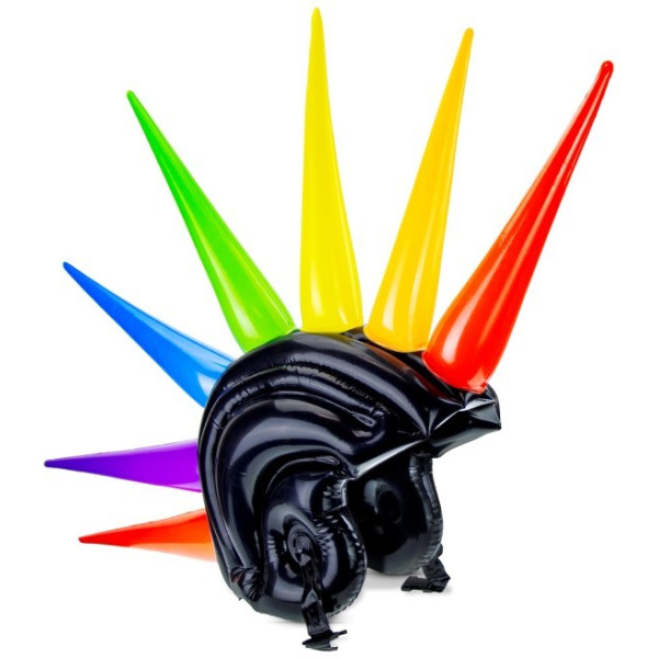 Casco Hinchable de color Negro con Puntas Multicolor de 90 Centímetros
