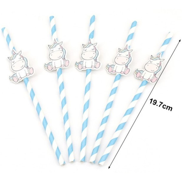 Pajita de Papel de Unicornio 10 Unidades de 19,7 Centímetros