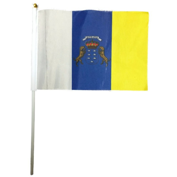 Bandera de Canarias de 20 x 14 Centímetros con Palo