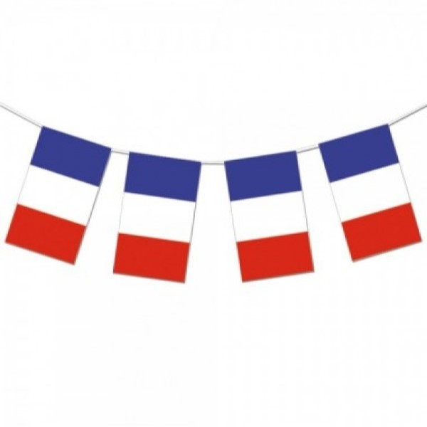 Guirnalda de Bandera Francia de Plástico de 20 x 30 Centímetros 50 Metros