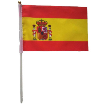 Bandera de España de Poliéster de 20 x 30 Centímetros con Palo