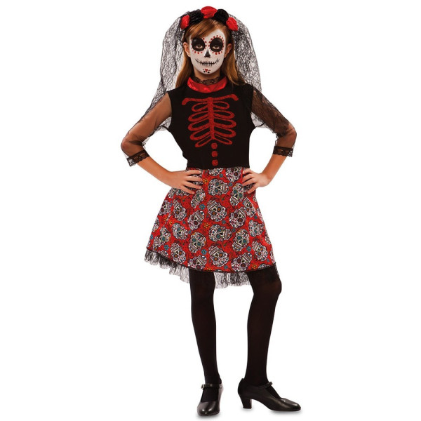 Disfraz de Catrina del Día de los Muertos Mexicano Infantil