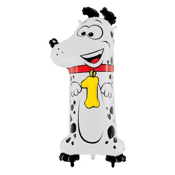 Globo Foil de Número 1 con forma de Perro de 102 Centímetros