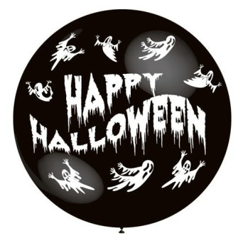 Globo Látex de Happy Halloween R36 de 91 Centímetros de color Negro 100% Biodegradable