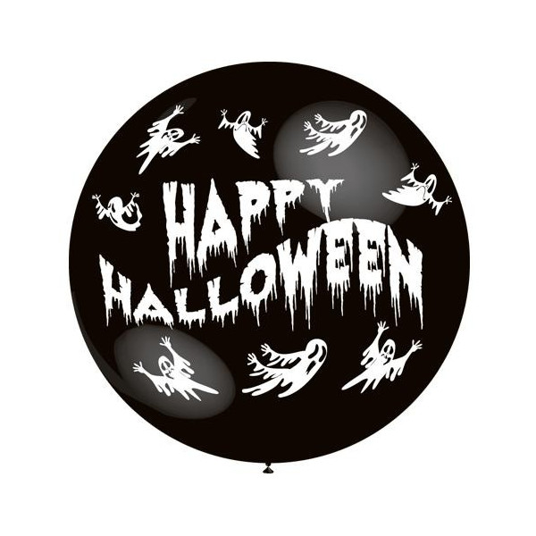 Globo Látex de Happy Halloween R36 de 91 Centímetros de color Negro 100% Biodegradable