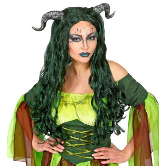 Peluca Verde de Bruja del Bosque para Adulto