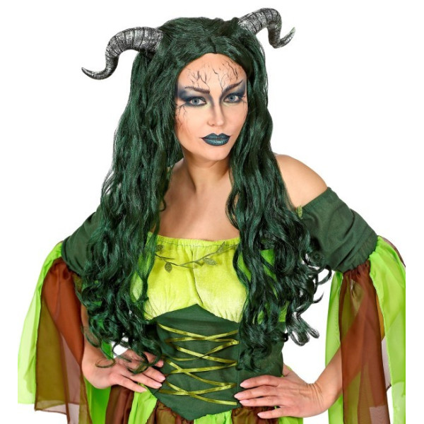 Peluca Verde de Bruja del Bosque para Adulto