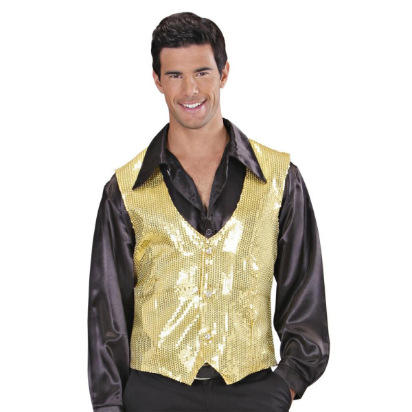 Chaleco de Lentejuelas de color Oro para Adulto