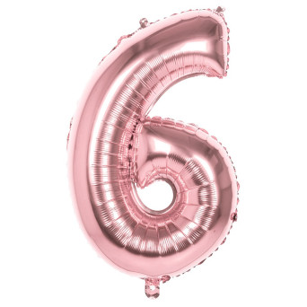 Globo Foil de Número 6 de 86 Centímetros de color Oro Rosa