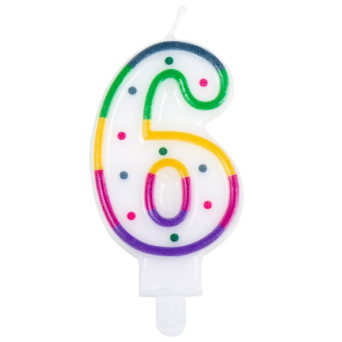 Vela de Cumpleaños Número 6 Multicolor