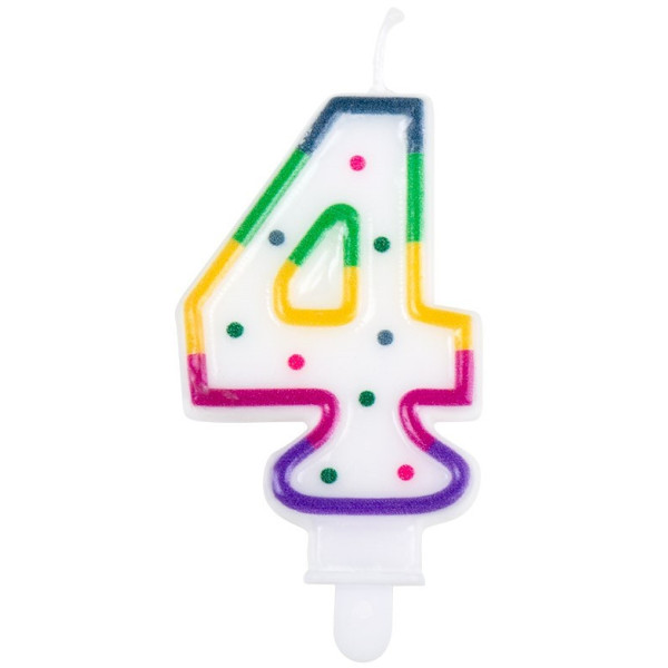 Vela de Cumpleaños Número 4 Multicolor
