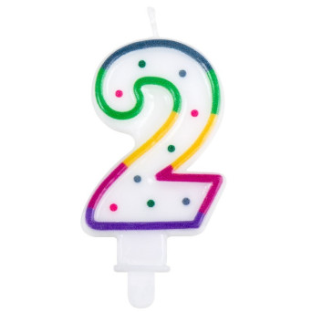 Vela de Cumpleaños Número 2 Multicolor