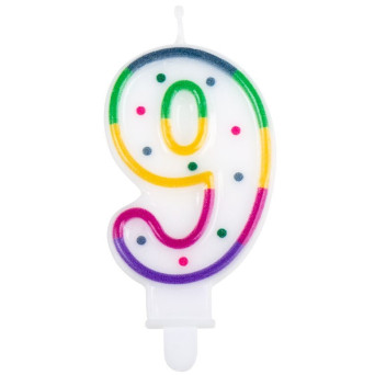 Vela de Cumpleaños Número 9 Multicolor