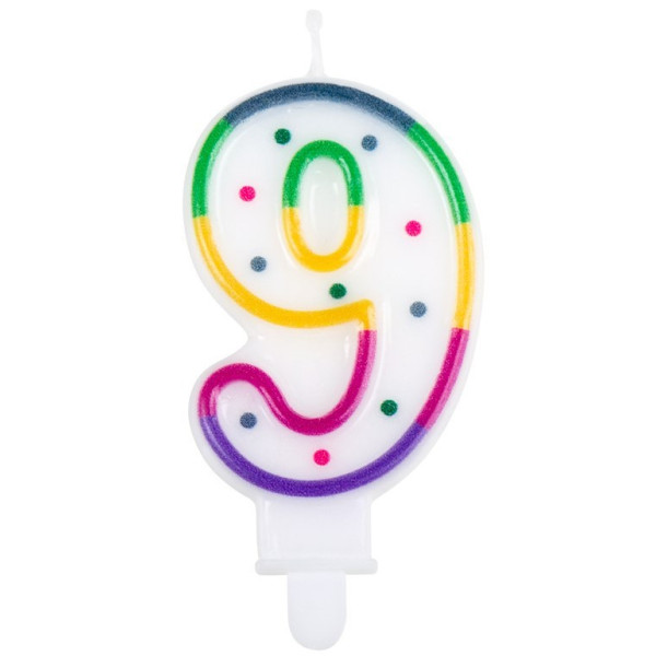 Vela de Cumpleaños Número 9 Multicolor
