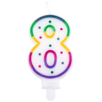 Vela de Cumpleaños Número 8 Multicolor