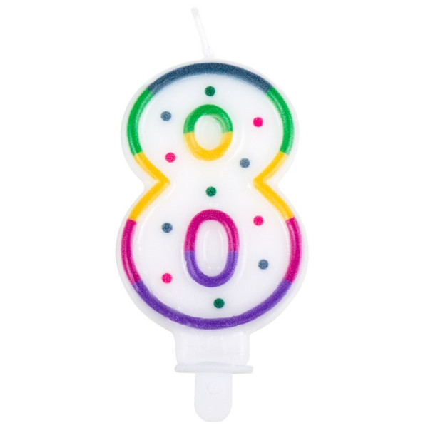 Vela de Cumpleaños Número 8 Multicolor