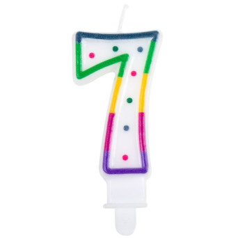 Vela de Cumpleaños Número 7 Multicolor