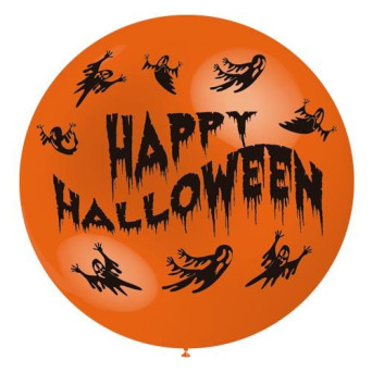 Globo Látex de Happy Halloween R36 91 Centímetros de color Naranja 100% Biodegradable