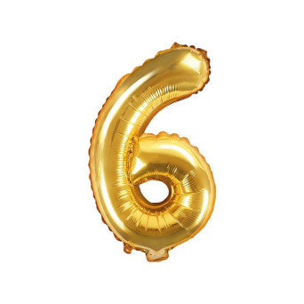 Globo Foil de Número 6 de 35 Centímetros de color Oro