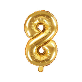 Globo Foil de Número 8 de 35 Centímetros de color Oro