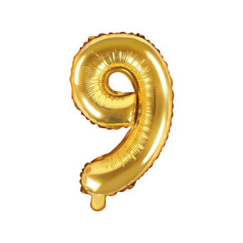 Globo Foil de Número 9 de 35 Centímetros de color Oro