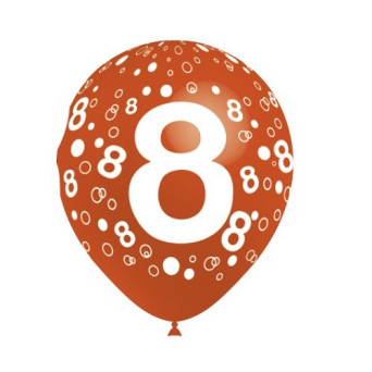Globo Látex de Número 8 8 Unidades R12 de 30 Centímetros 100% Biodegradable