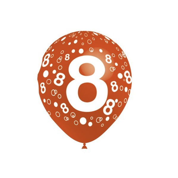 Globo Látex de Número 8 8 Unidades R12 de 30 Centímetros 100% Biodegradable