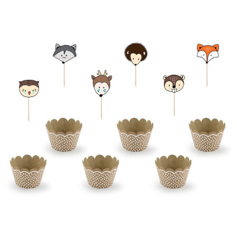 Set de Woodland 6 Unidades para Cupcakes