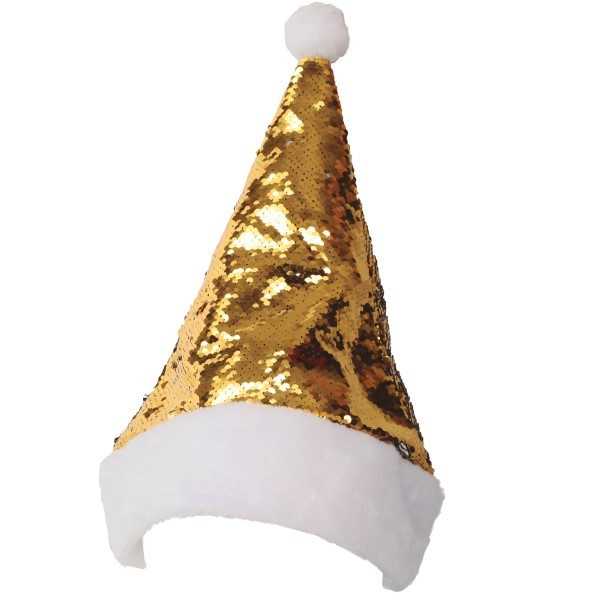 Gorro de Papá Noel con Lentejuelas de color Oro y Plata