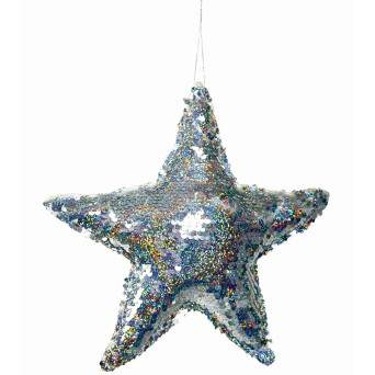 Estrella de 20 Centímetros con Lentejuelas de color Plata