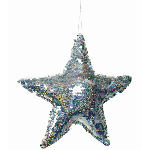 Estrella de 20 Centímetros con Lentejuelas de color Plata