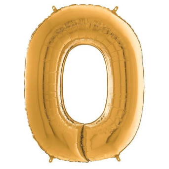 Globo Foil de Número 0 de 66 Centímetros de color Oro