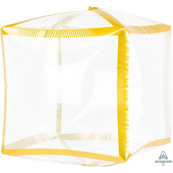 Globo Cubo Transparente con Filo de Oro